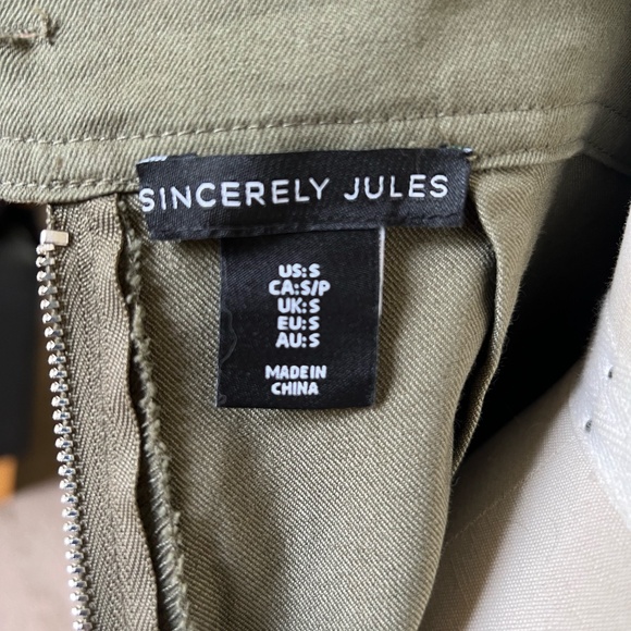 Sincerely Jules Jumpsuit military Green Plunge Front Halter Zip Up jumpsuit Sz S - Picture 7 of 7